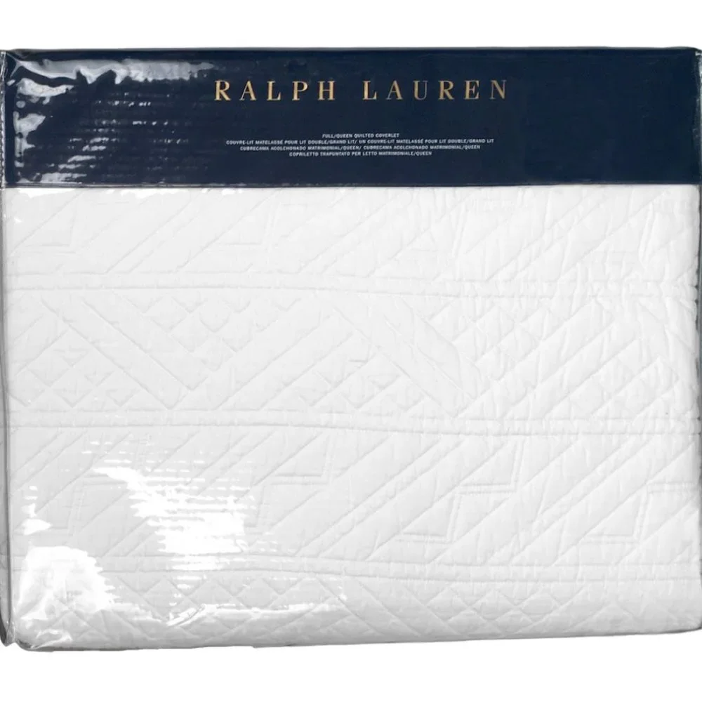 NEW $500 Ralph Lauren Oakfield Coverlet!  Queen  White  Quilted Type Stitching
